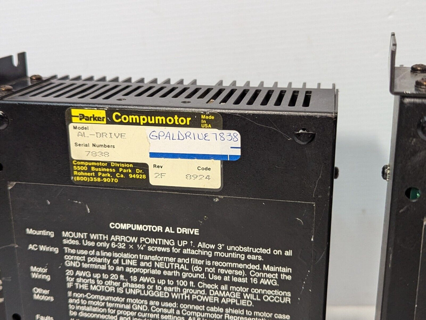 Parker AL-Drive Compumotor stepping motor drive, stepper, Rev. 2F -Free Shipping