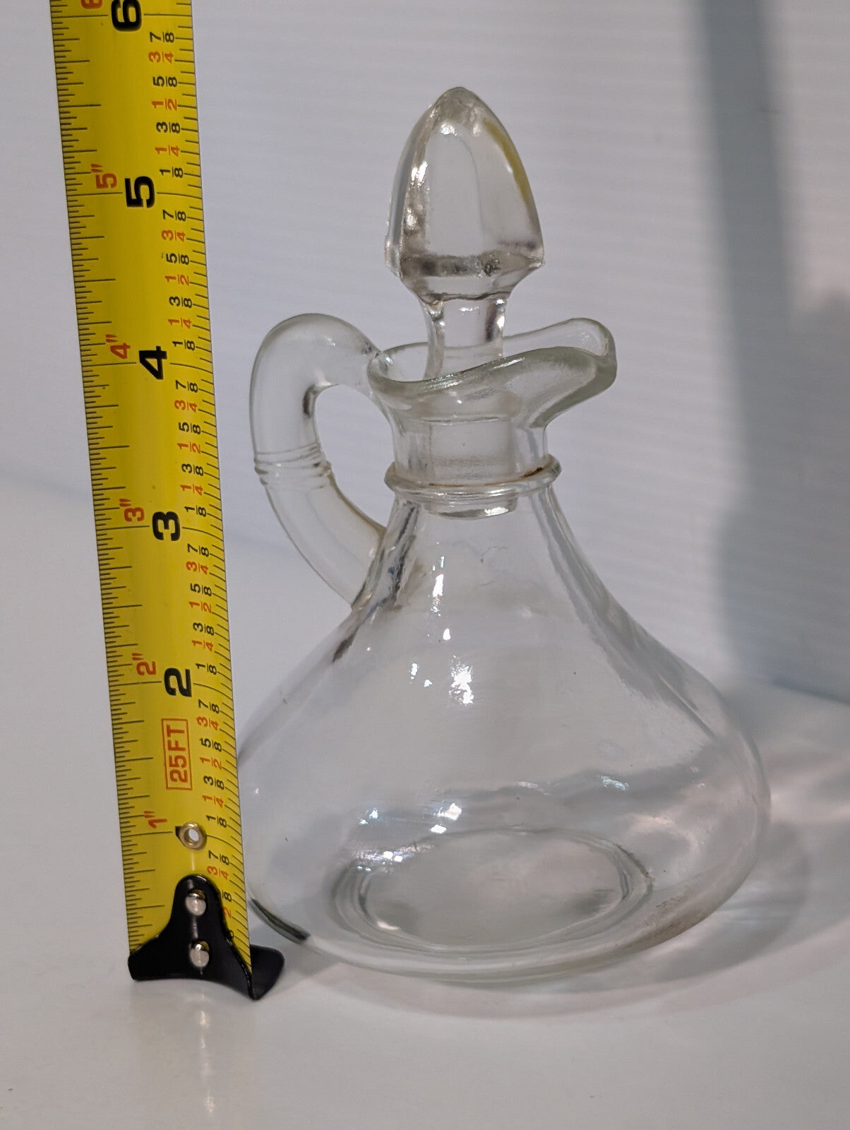 Vintage Clear Glass Cruet Bottle with Stopper Oil Vinegar Dressing Serving Ware