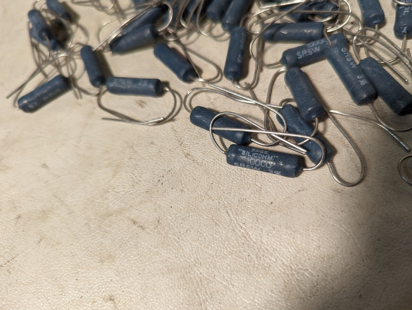 Lot of Sage "Silicohm" 10000, SR5W, 3% resistors