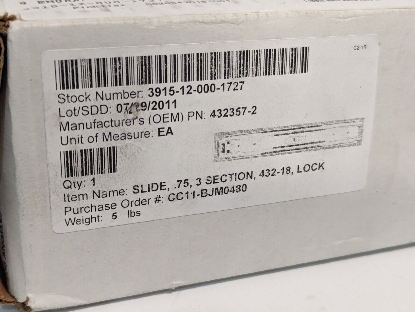 3915-12-000-1727 432357-2 3-Section Locking Slide, 432-18 - Free Shipping