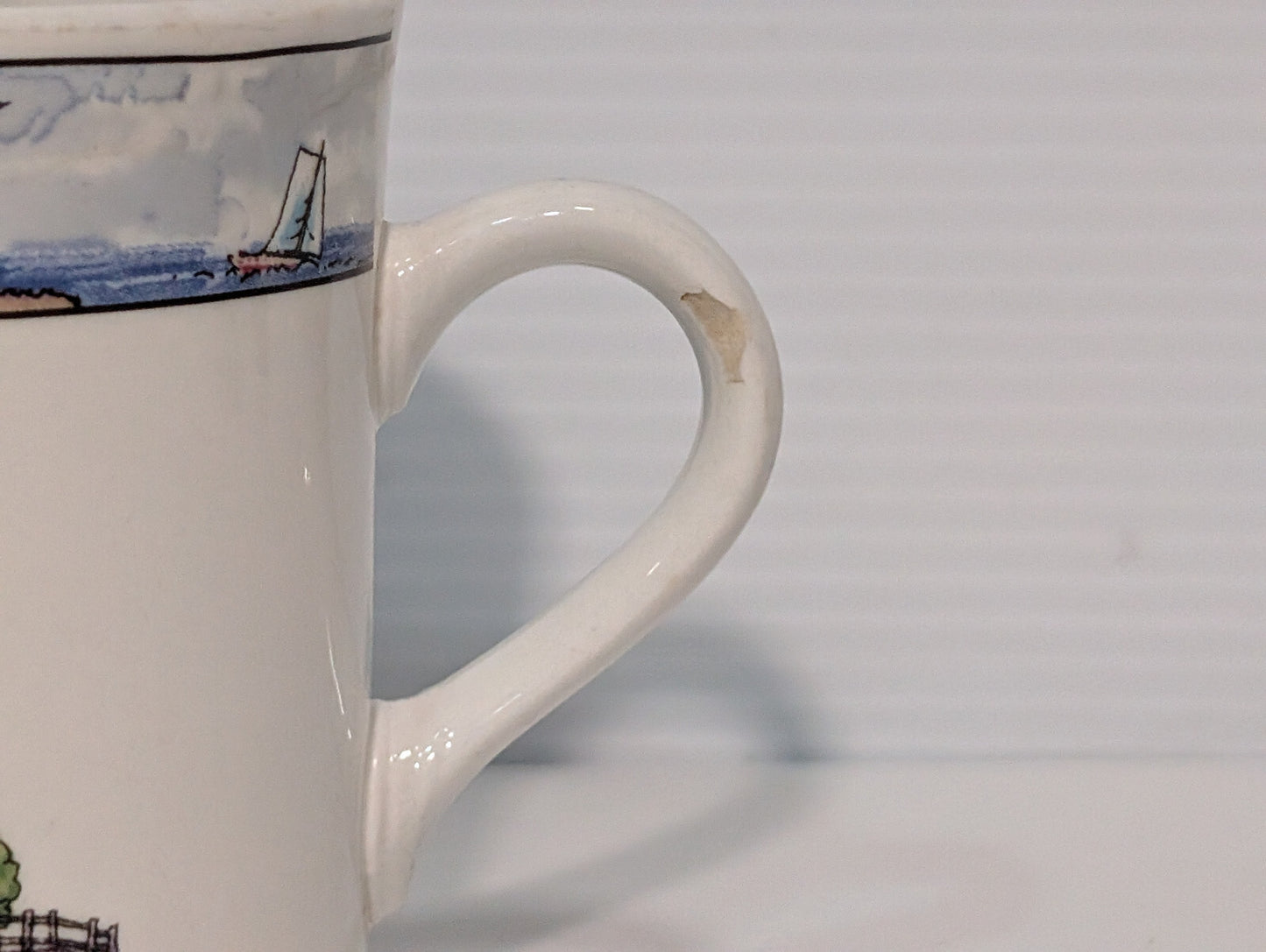 Vintage Lighthouse Maritime Sailboats Ceramic Stonewear Lidded Tea Coffee Mug