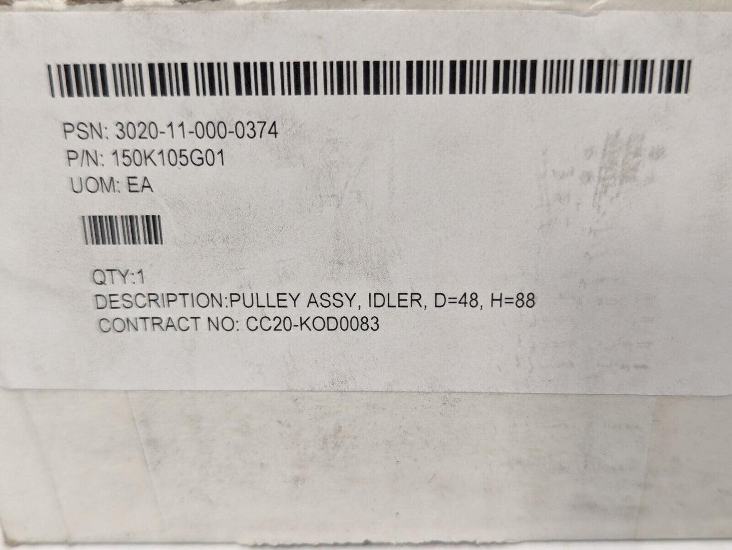 3020-11-000-0374 150K105G01 Idler Pulley Assembly, D=48, H=88mm - Free Shipping