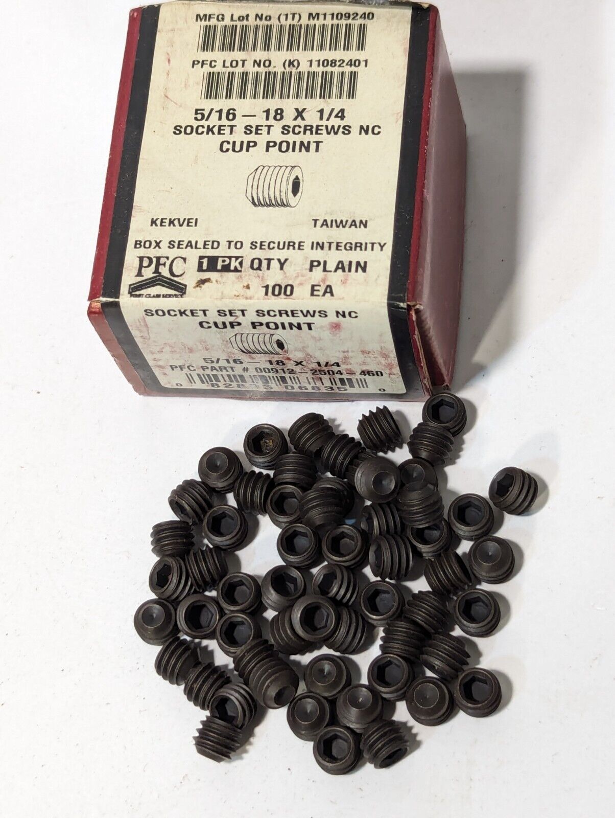 Lot of 8 boxes of PFC Socket Set Screws NC Cup Point 5/16-18 x 1/4 - Free Shippi