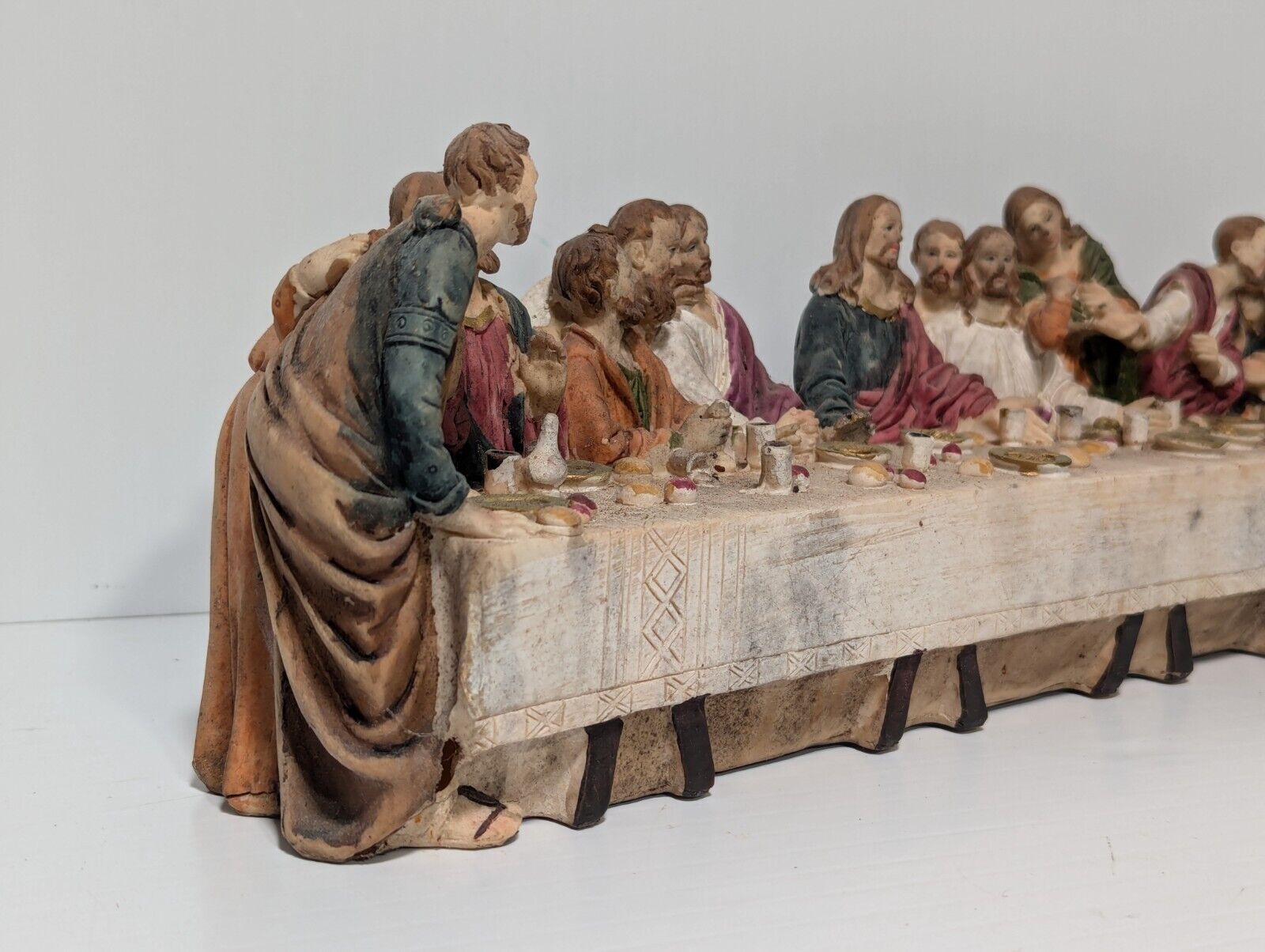The Last Supper Jesus & Disciples Sculpture Christian Decor 14.5" L, 5" H, 4" W