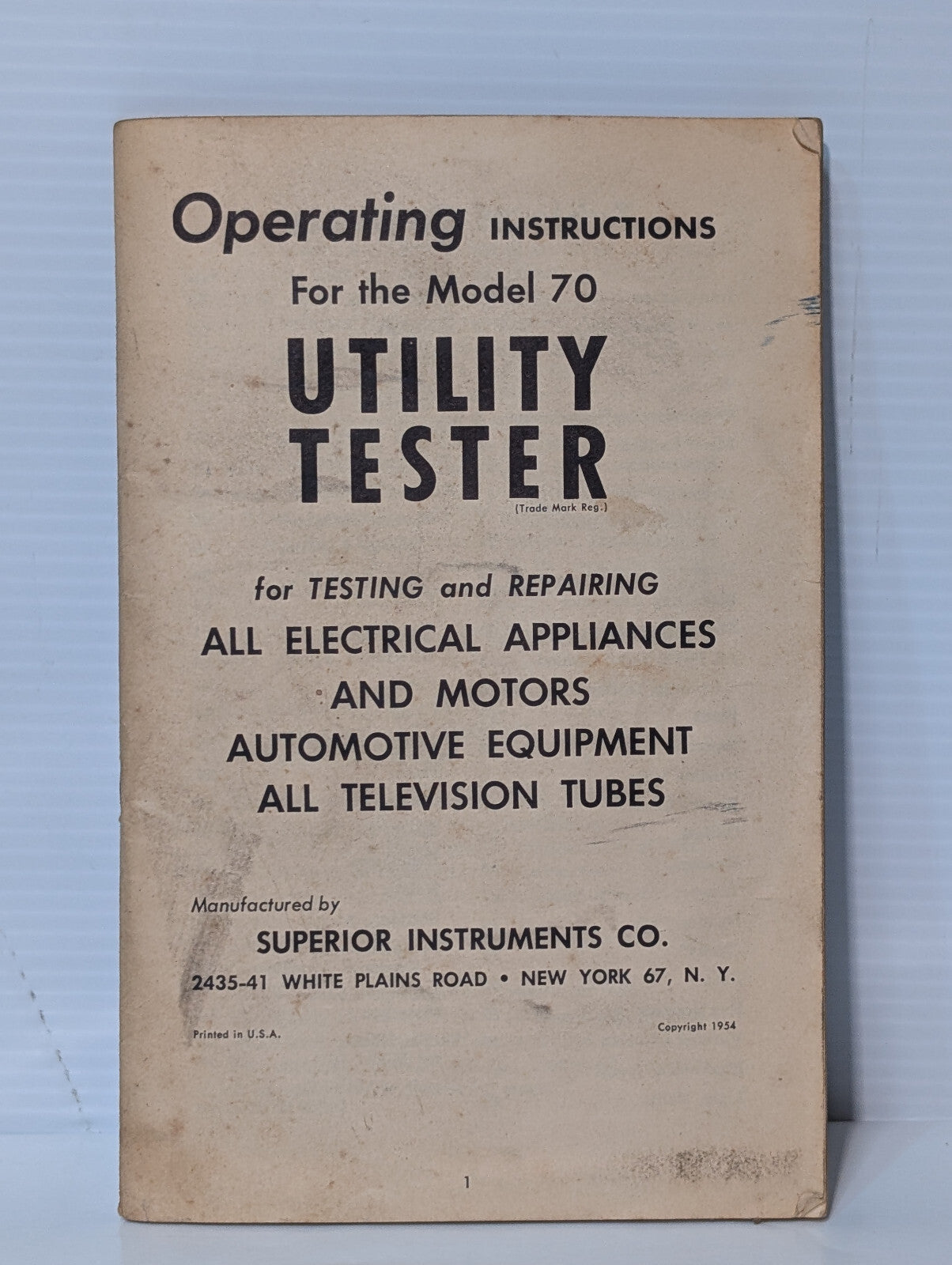 Superior Instruments Co. Model 82A Vintage Rapid Tube Tester, Case, Manuals