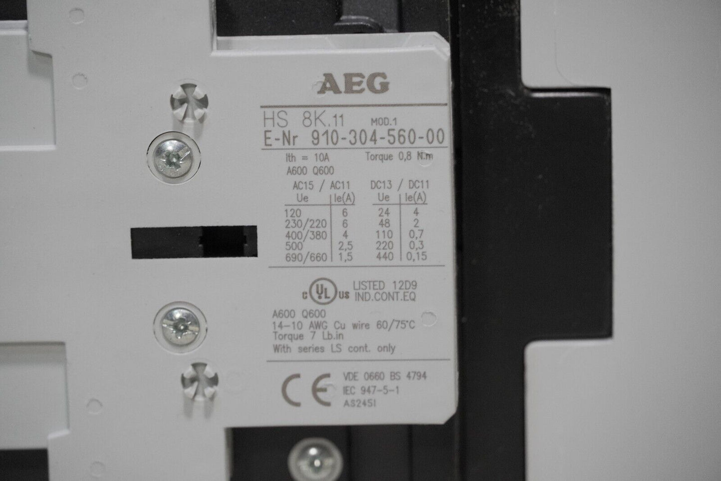 AEG TypLS 75K.11 contactor, 135826, 220-250VAC, 50-60Hz/DC