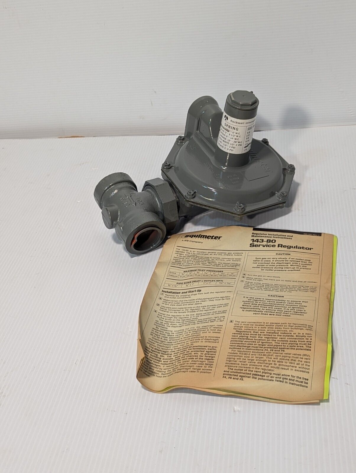 Rockwell 143-80 Series Gas Pressure Service Regulator, 1/2" NPT - Free Shipping