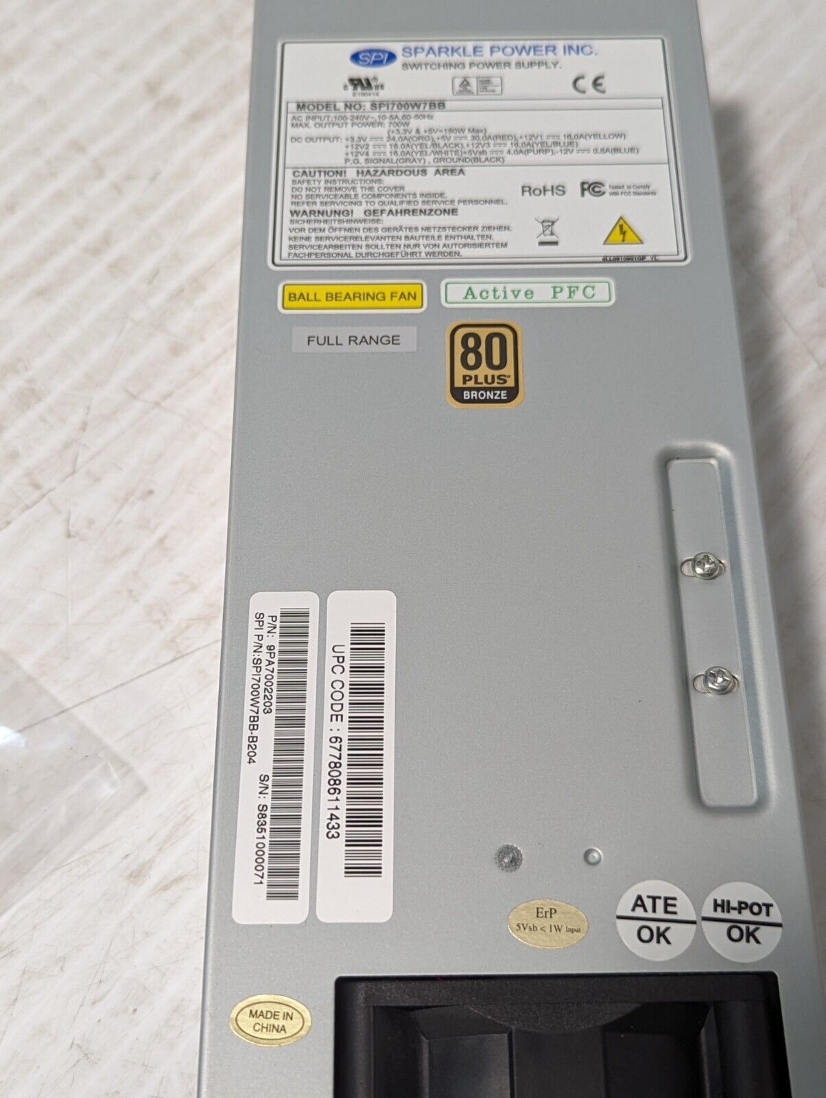 Sparkle Power 700-Watt  Supply Active Factor Correction SPI700W7BB - Free Ship