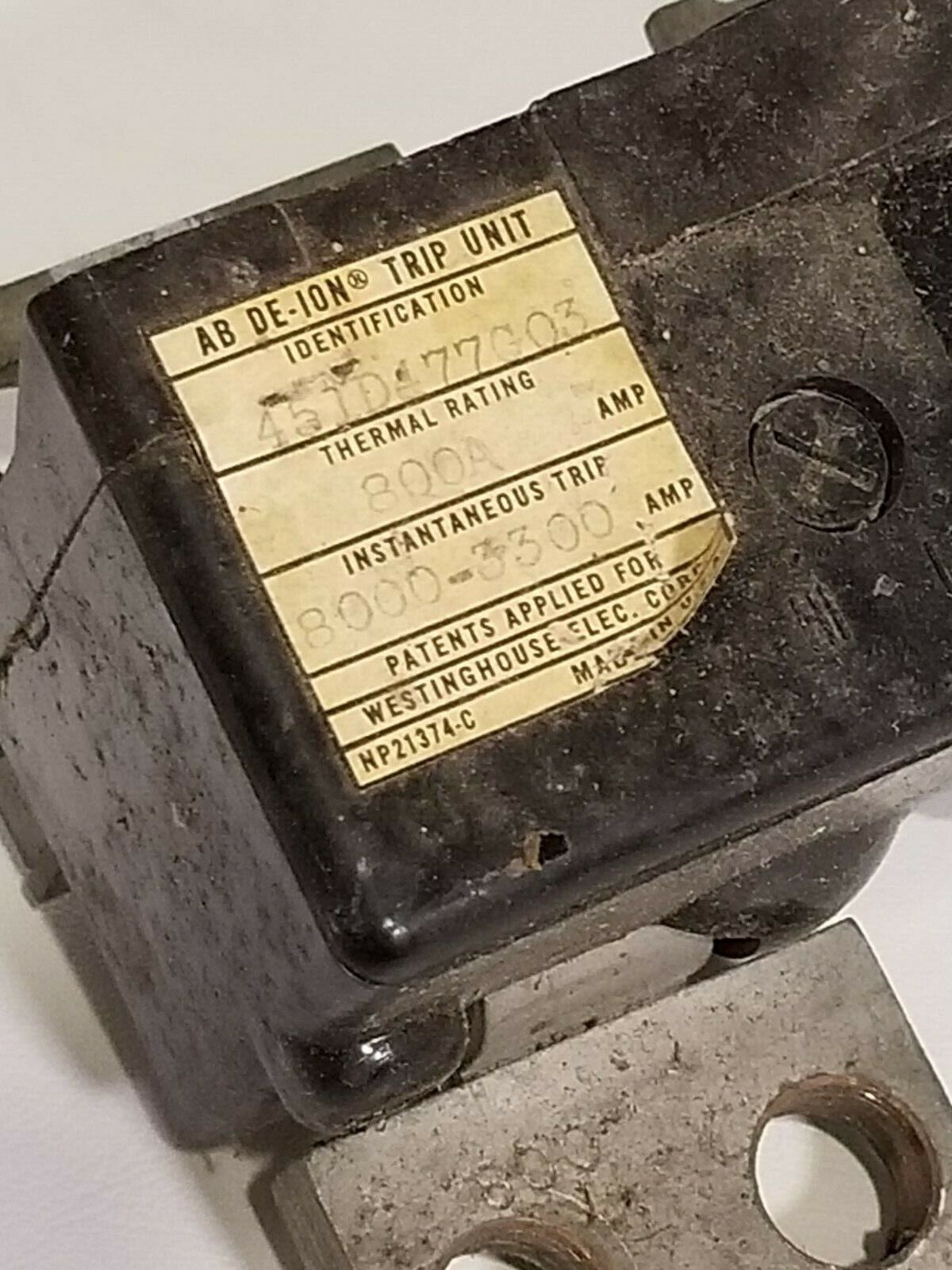 Westinghouse 800 Amp AB Trip Unit, 2 pole