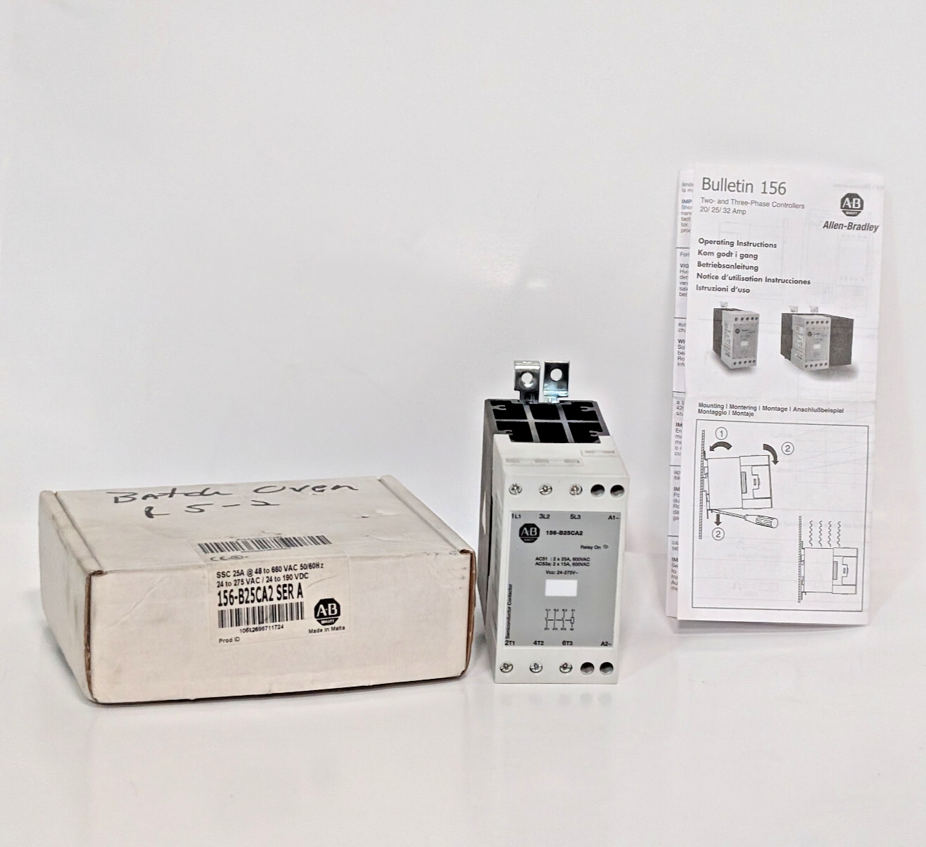 Allen Bradley 156-B25CA2 Ser A 2-Phase Semiconductor Contactor 600VAC 25A
