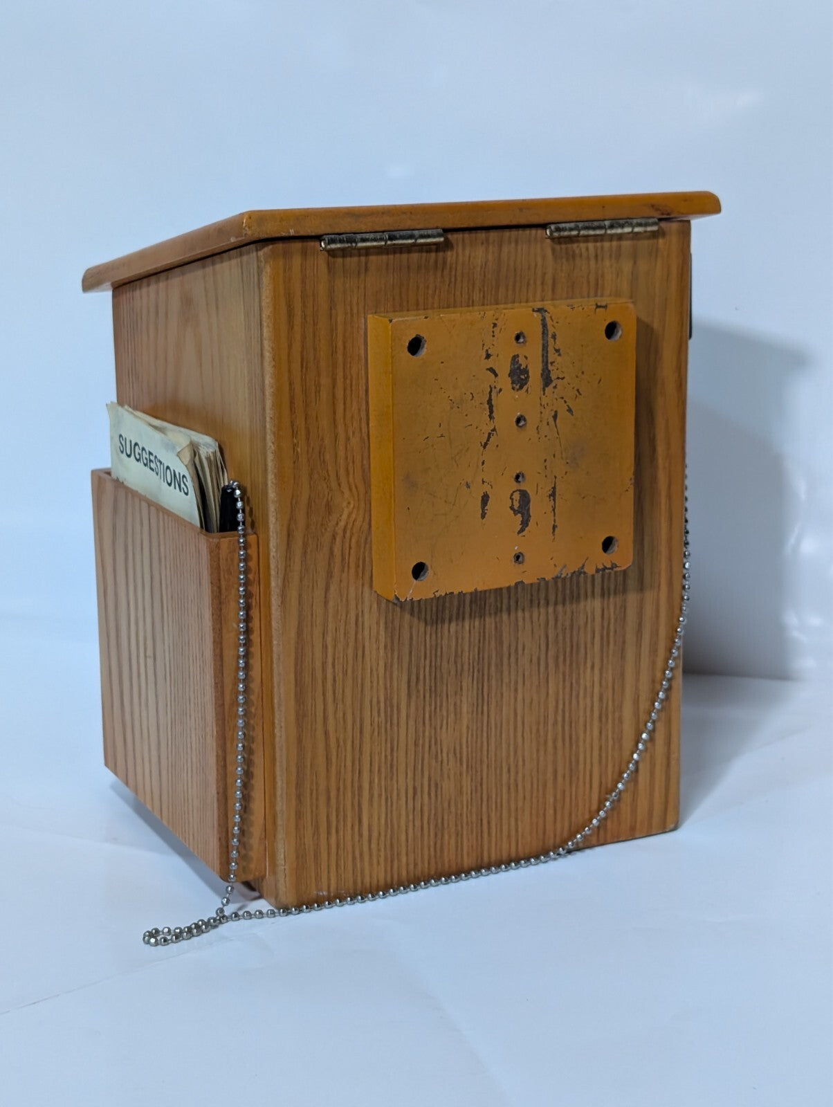 Wood Suggestion Donation Box with Lock Attached Pen 10" Charity Fundraising