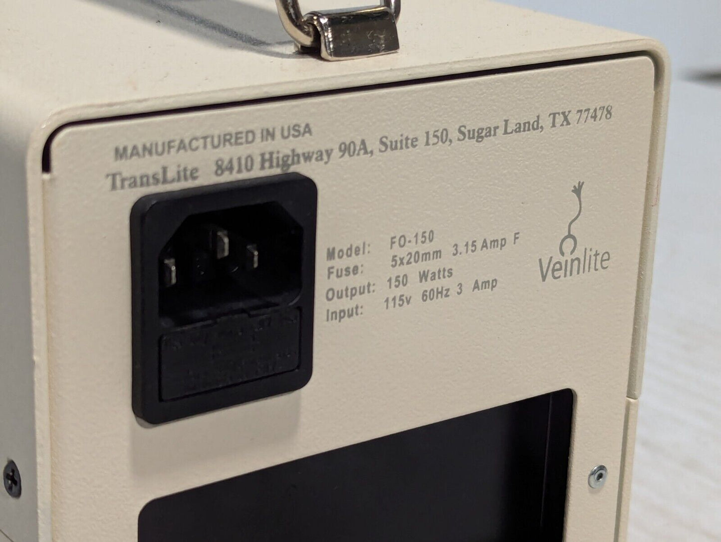 Veinlite Model FO-150 Translite Light Source W/ Power Cord *TESTED* - Free Ship