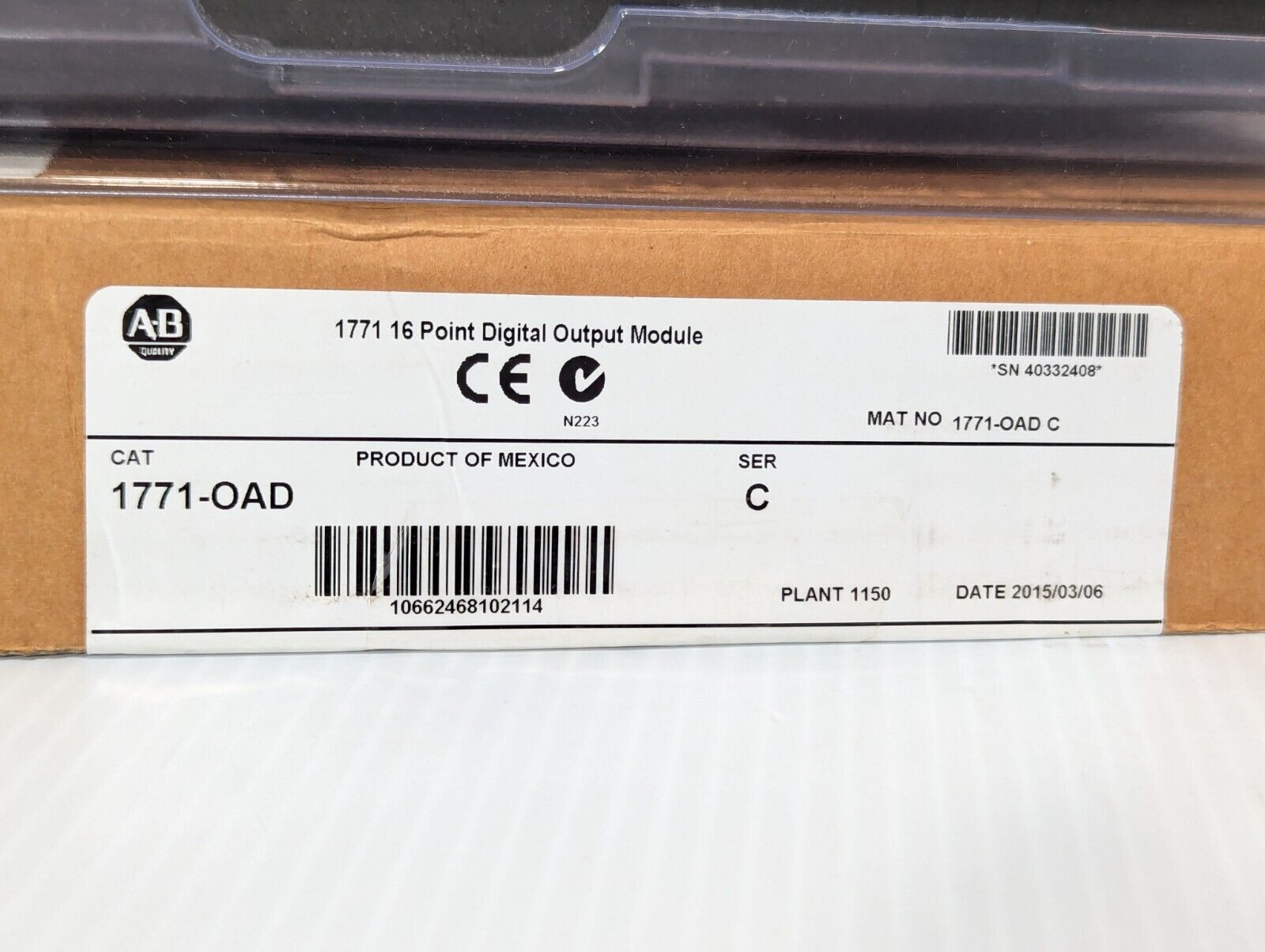 Surplus Open Allen Bradley 1771-OAD /C PLC-5 16-Pt 120VAC Digital Output Module