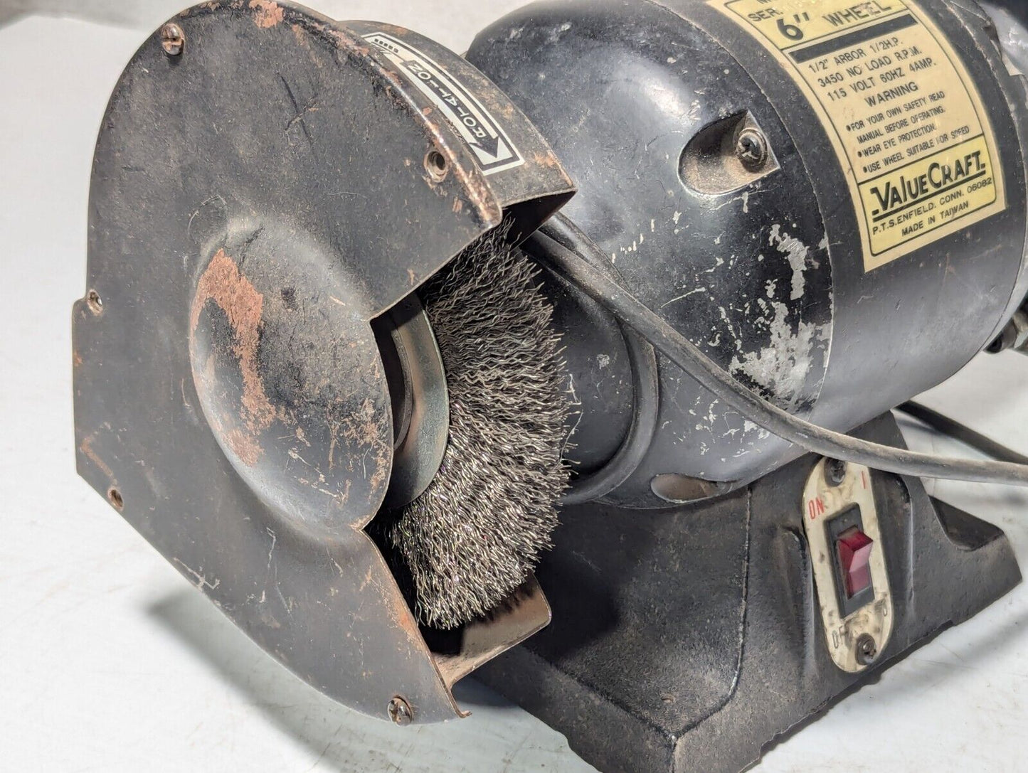 Value-Craft 8260 Bench Grinder, 6" Wheel, 4A, 115V, working, as pictured