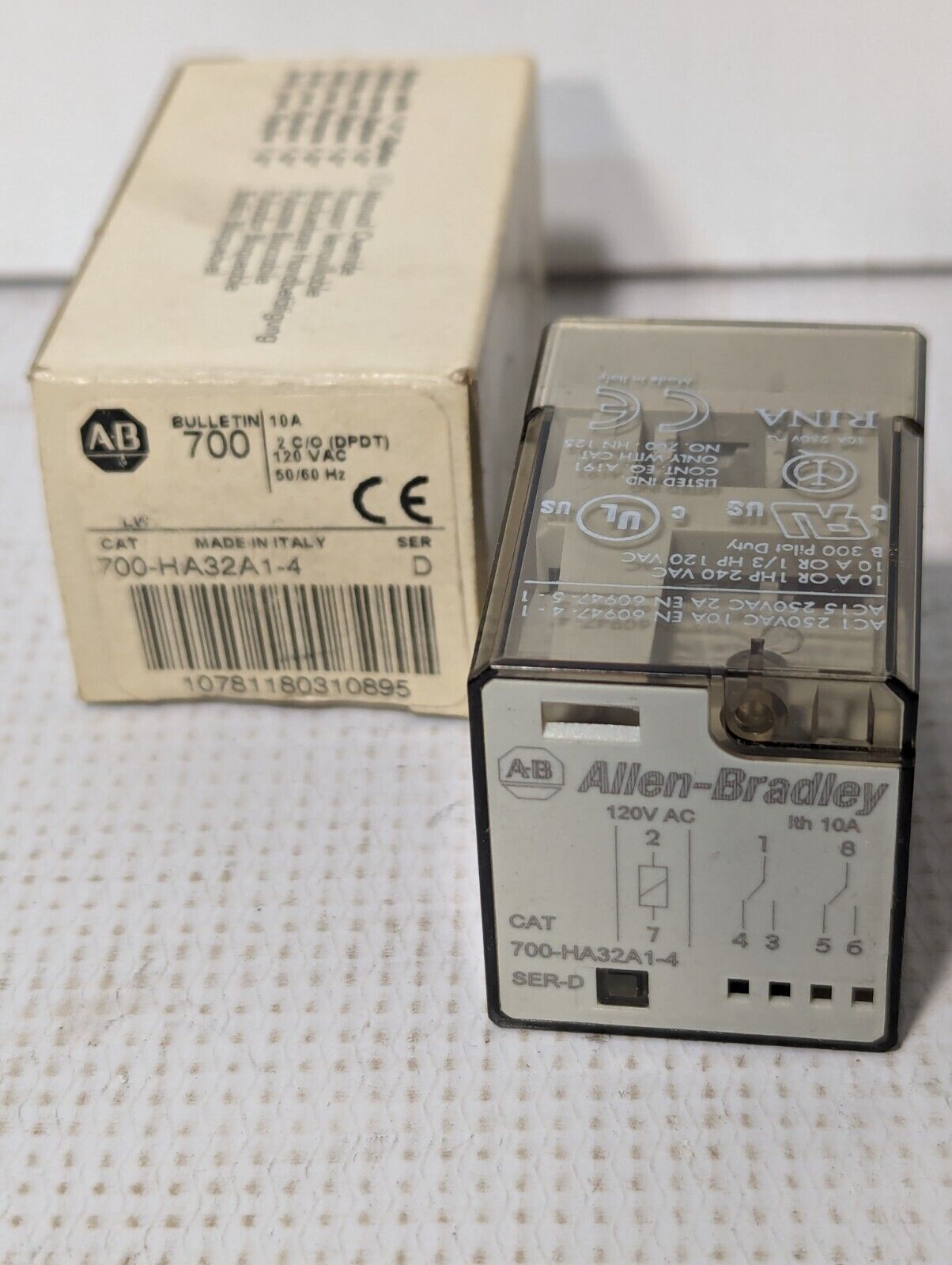 Allen Bradley 700-HA32A1-4 Relay, 120VAC 2 C/O (DPDT), 10A - Free Shipping