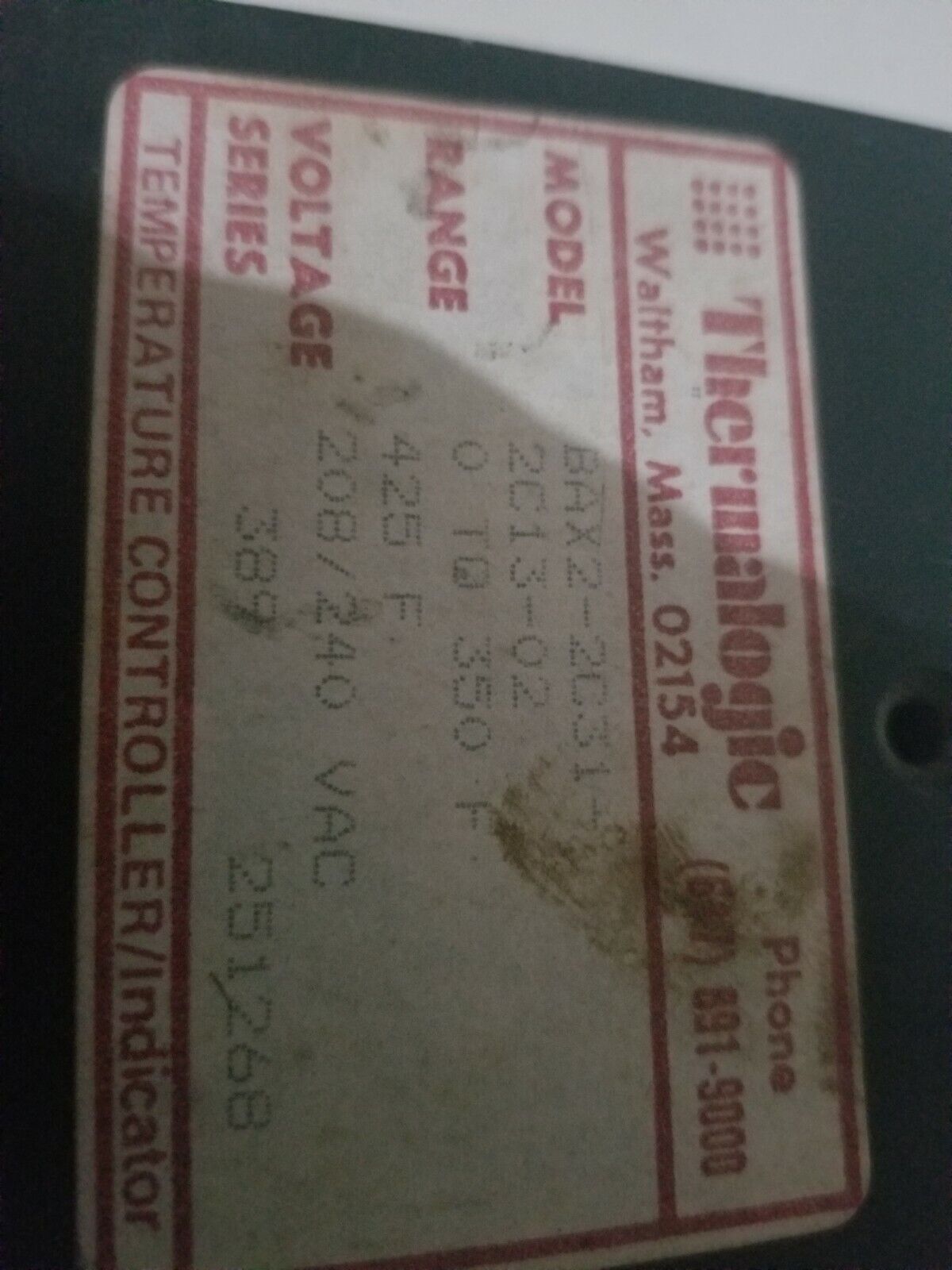 Thermalogic BAX2-2C31-2C13-02 temperature controller/indicator, 0-350F, 425F