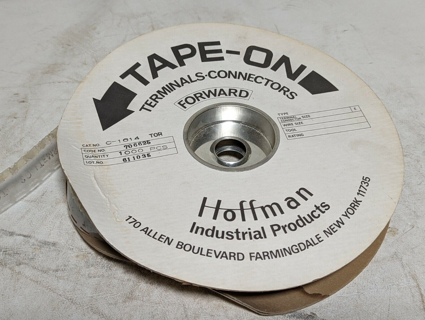 2 reels Hoffman tape-on terminals-connectors, FVDDF2216T-110A-8 TOR, C-1614 TOR
