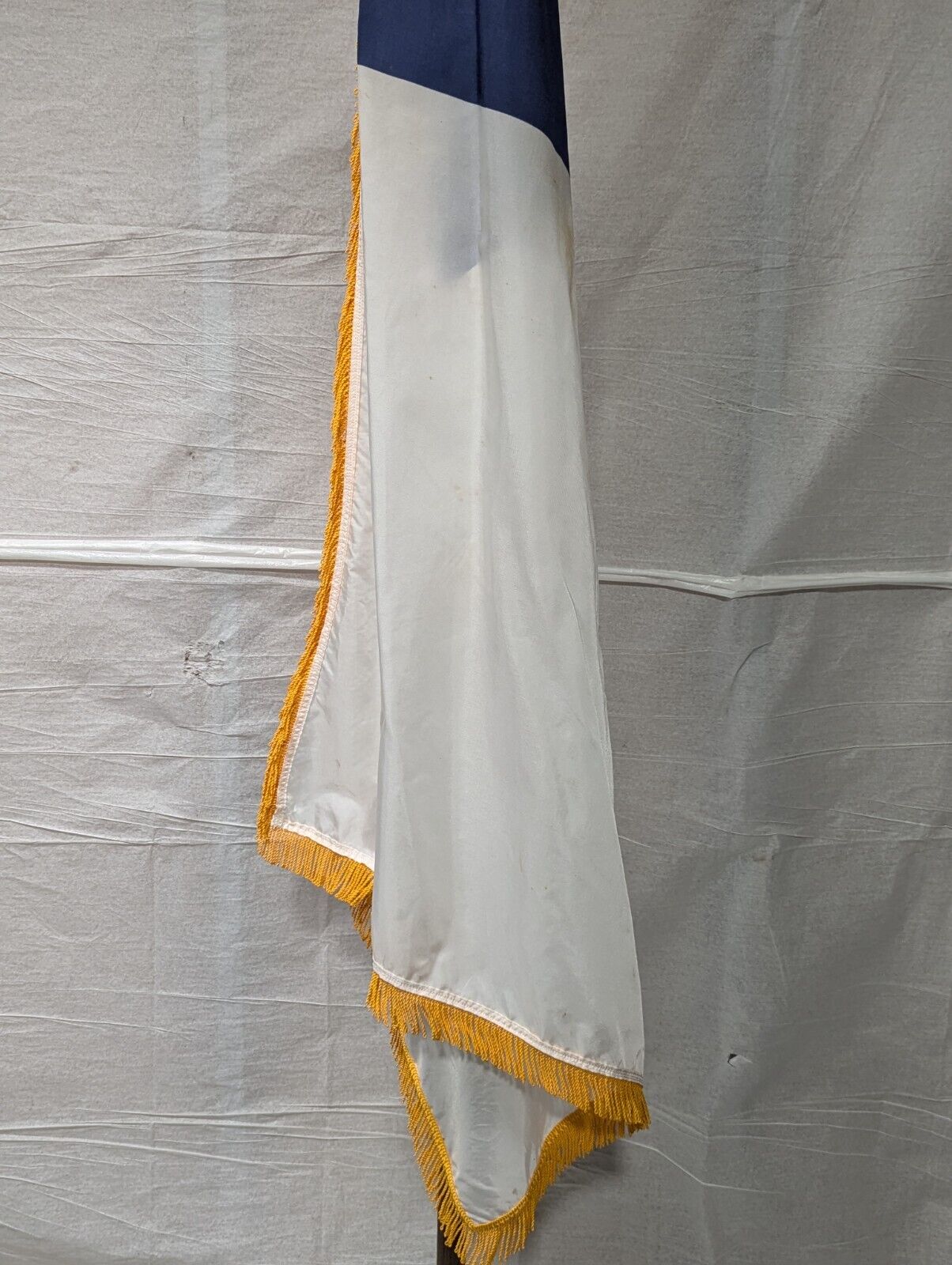 3' x 5' Indoor Christian Flag With Gold Fringe and Wooden Flag Pole 96" H