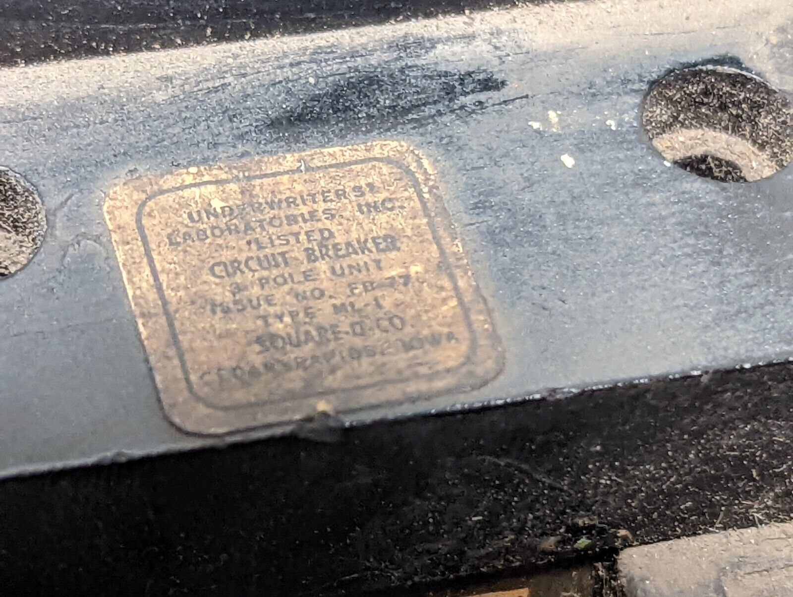 Square D 999330 circuit breaker, type ML-1, 30A, 3 pole