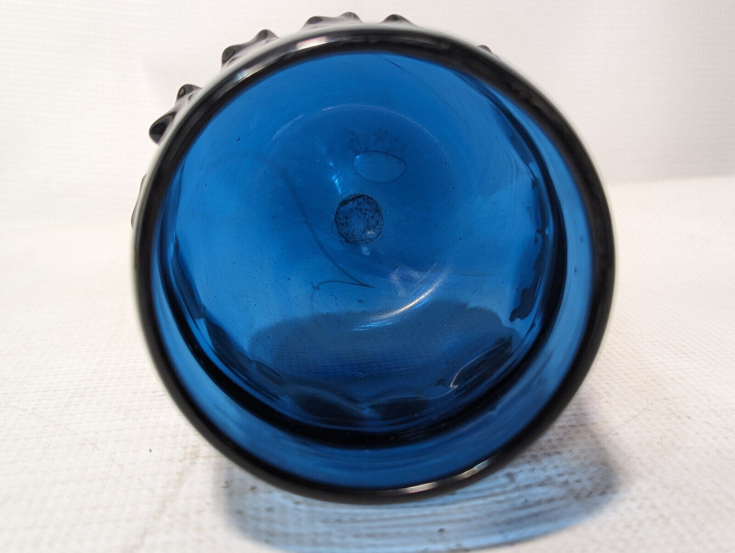 Vintage Blue Glass Tumbler Cup Holder Vase 5in Tall x 3.5in Wide