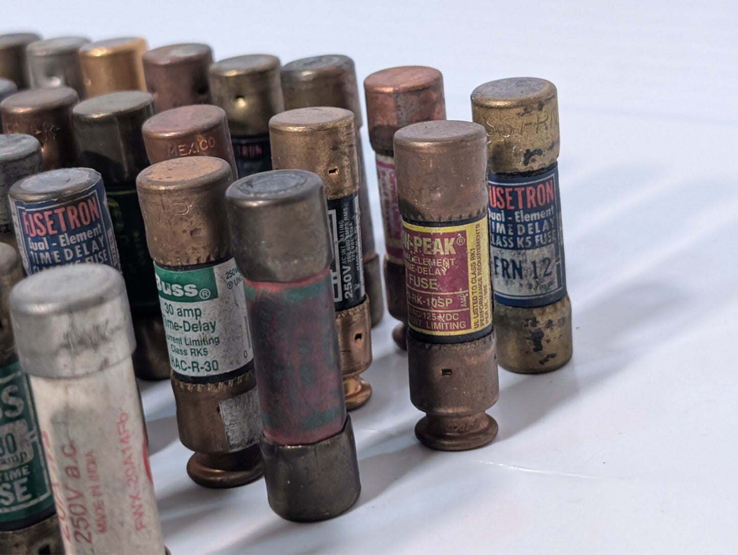 155 Assorted Fuses, Various Brands and Amps, Includes 5 FRN-R-5