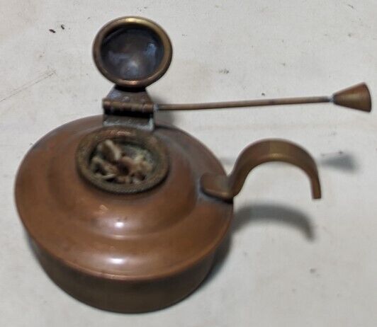 Vintage Copper Oil Lamp 5"L x 3" Dia. x 2.5" H