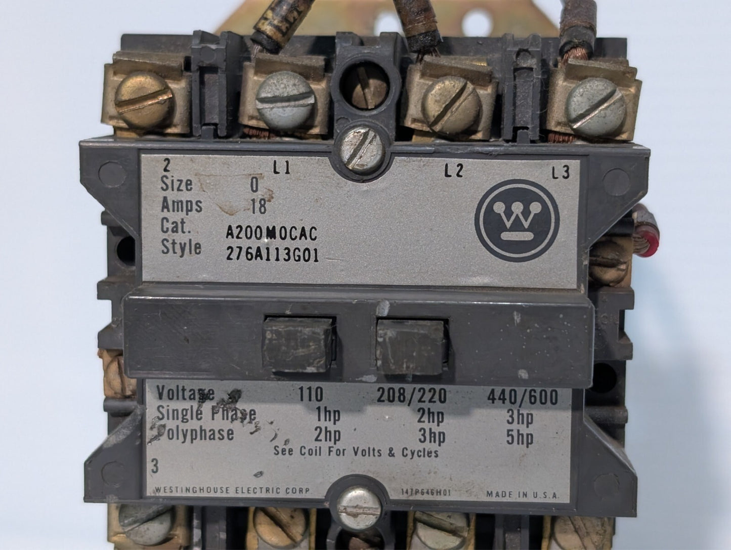 Westinghouse A200M0CAC Size 0 3-Pole Motor Starter