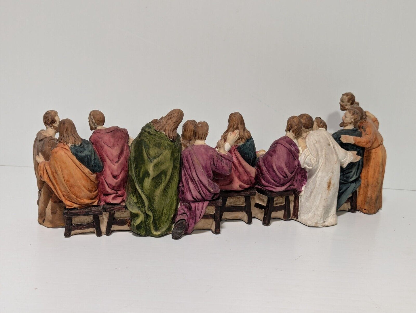 The Last Supper Jesus & Disciples Sculpture Christian Decor 14.5" L, 5" H, 4" W