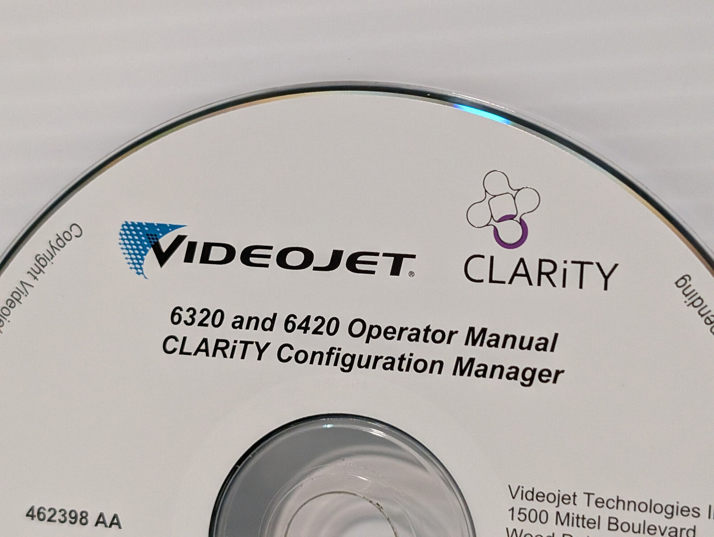 Videojet 6320 & 6420 Clarity Configuration Manager Software, Operator Manual CD