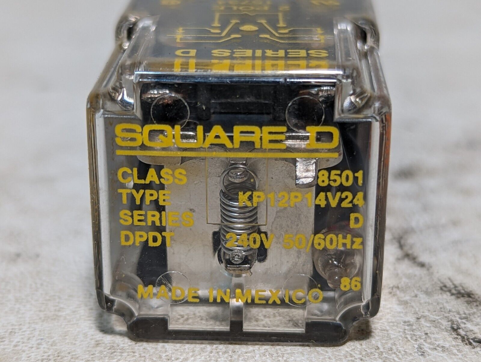 Square D KP12P14V24 general purpose relay, contacts DPDT 10A, coil 240VAC, 50/60