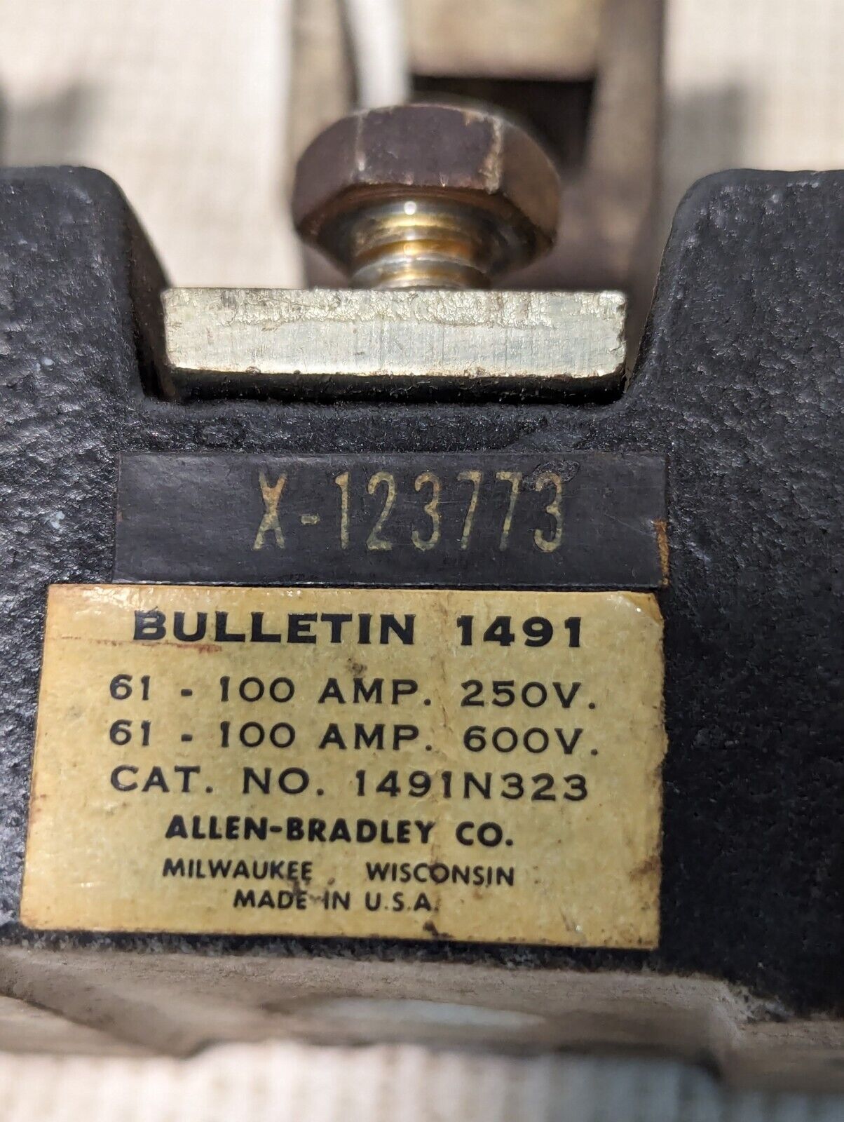 Allen-Bradley X-123773 Terminal Lug, 100a, 600v, 3-Pole - Free Shipping