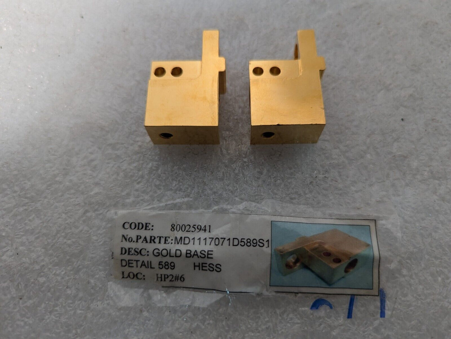(2) Hess 589, MD1117071D589S1, 80025941 Gold Base, Golden Industrial Plate
