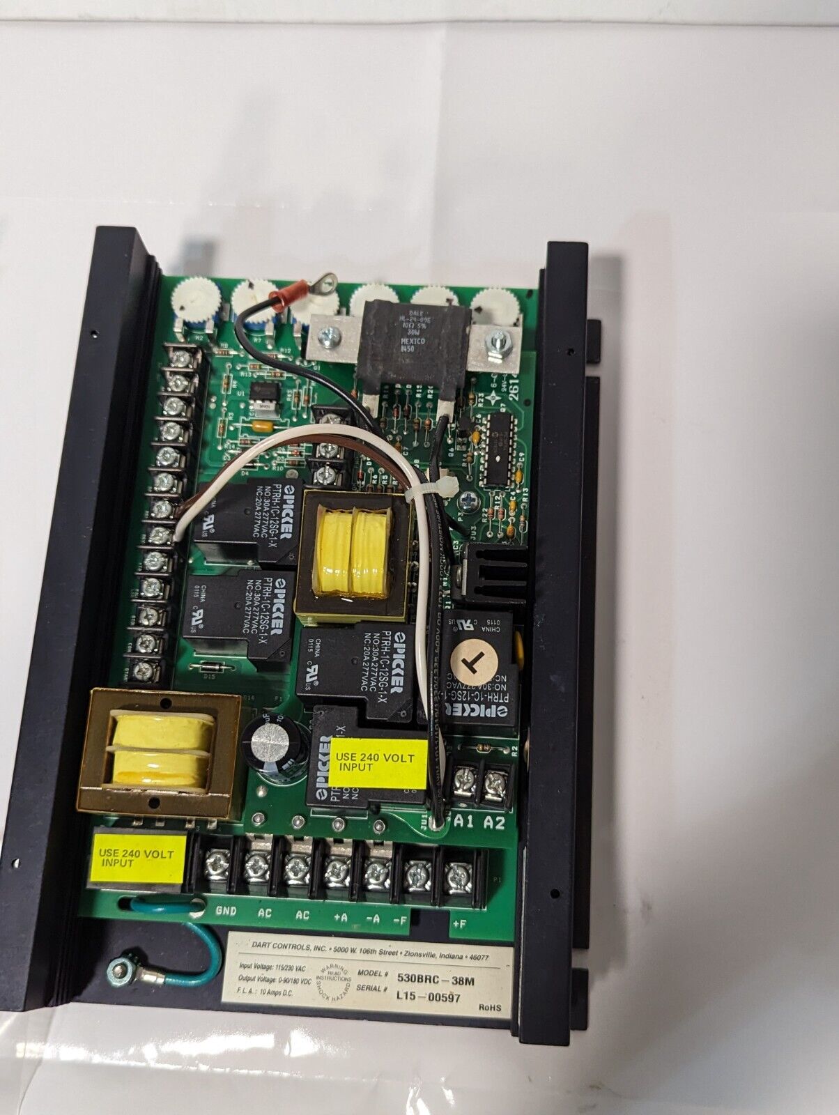 Dart Controls 530BRC-38M DC drive, 1/8 to 2.0 HP, dual voltage relay chassis