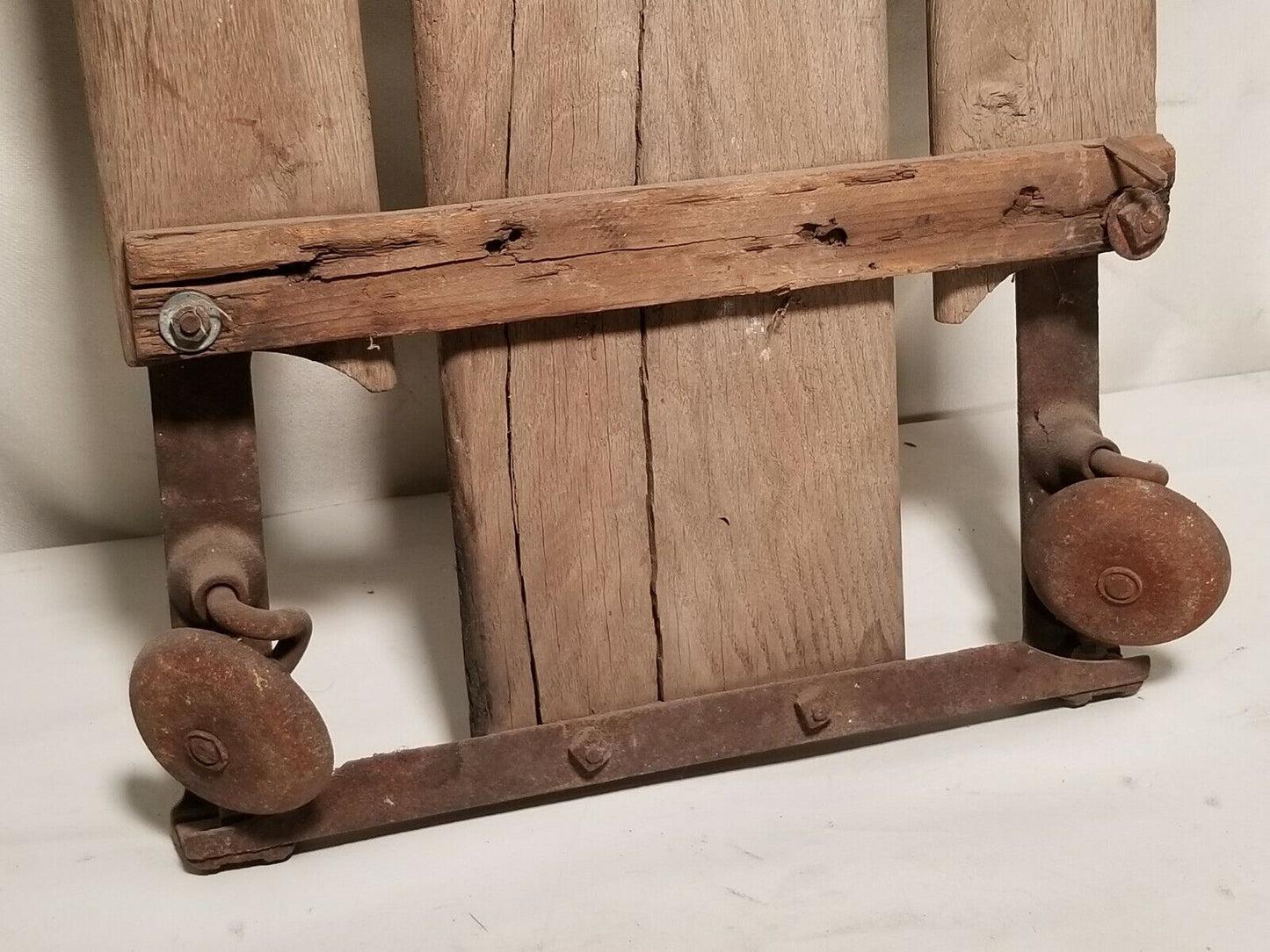 Antique mechanics creeper, wood, iron, 36" by 15"