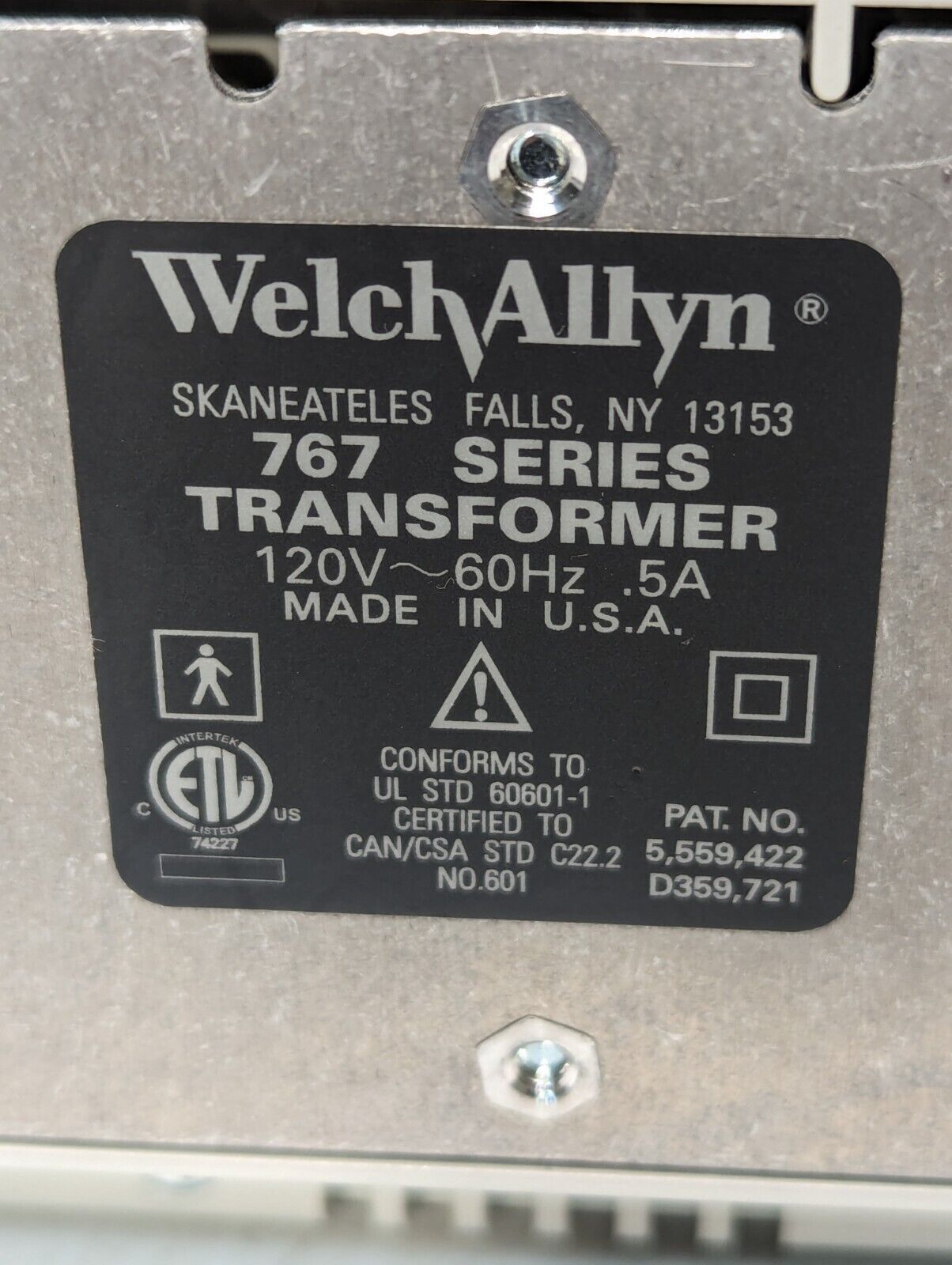 Welch Allyn 767 Series Wall Scope Transformer, No Heads, no power- Free Shipping