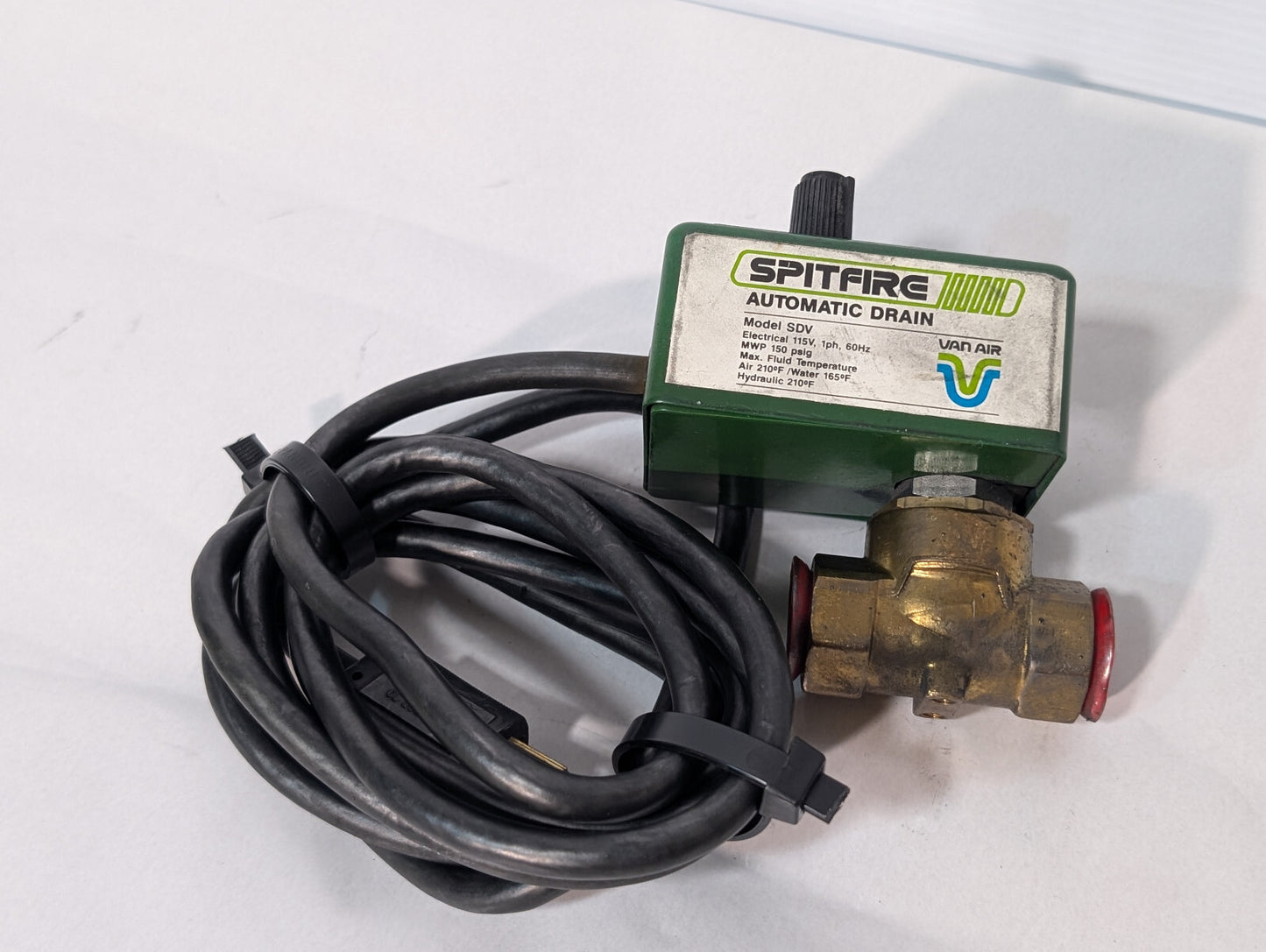 Van Air Spitfire SDV Solenoid Automatic Drain Valve, 1-15 Min. Cycle Timer, 115V