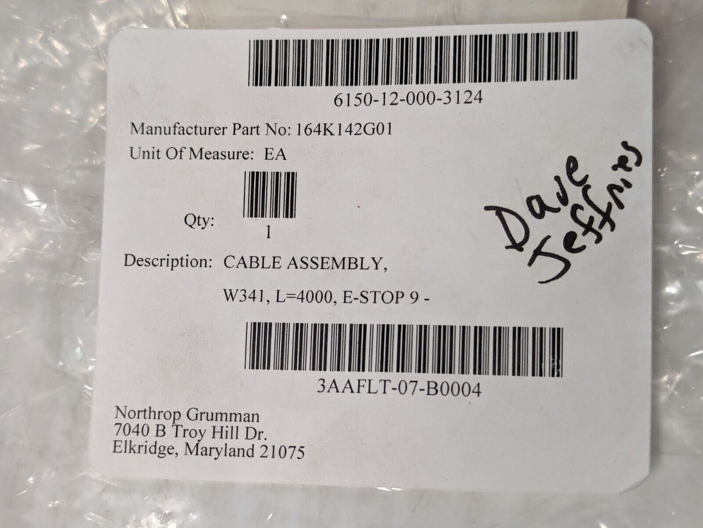 Turck U-18917, 164K14G01 cable assembly, W341 L4000 E-Stop 9 - Free Shipping