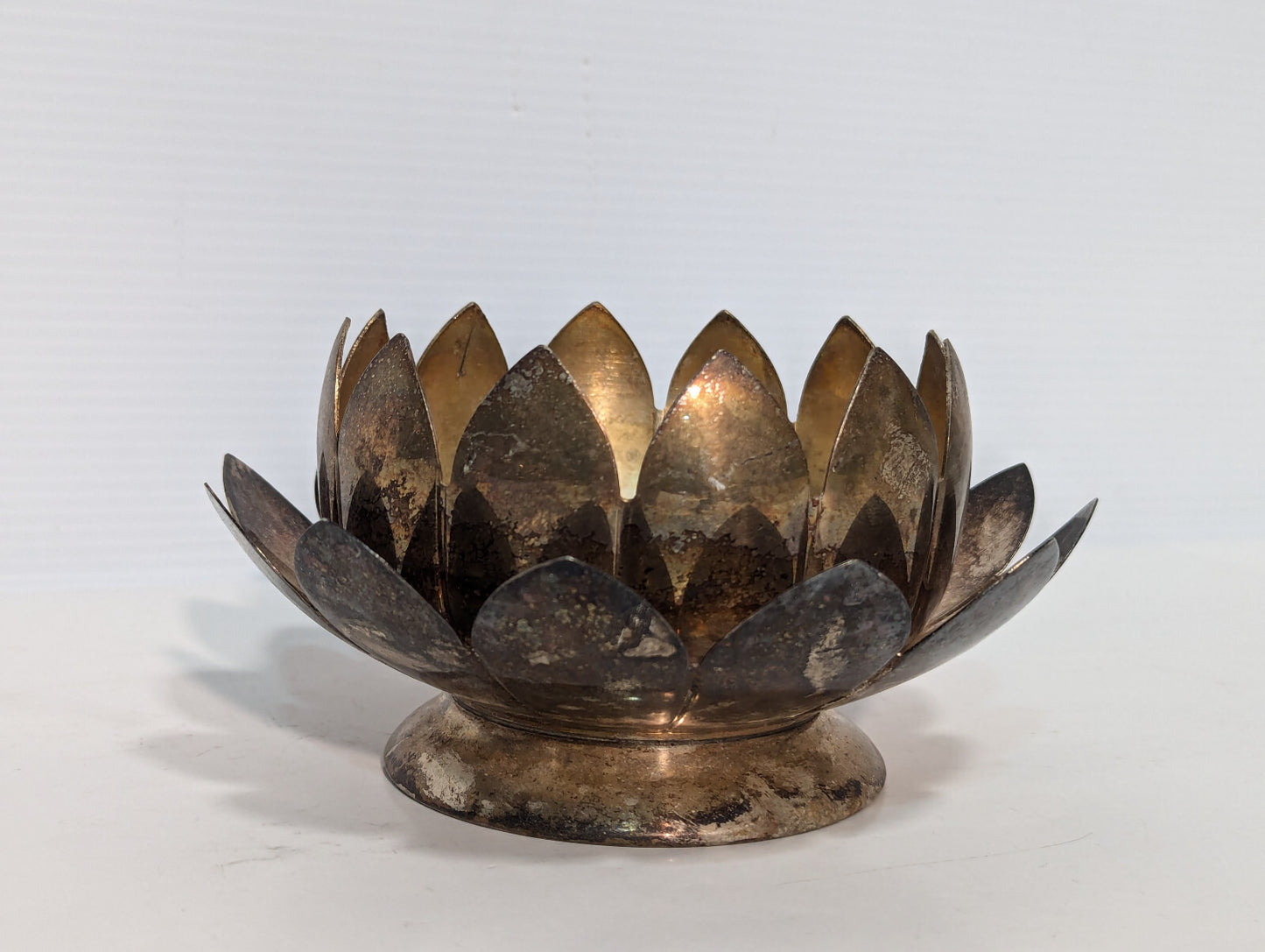 Vintage Brass Lotus Candle Holder Cone Incense Burner Dish Nested Removable Part