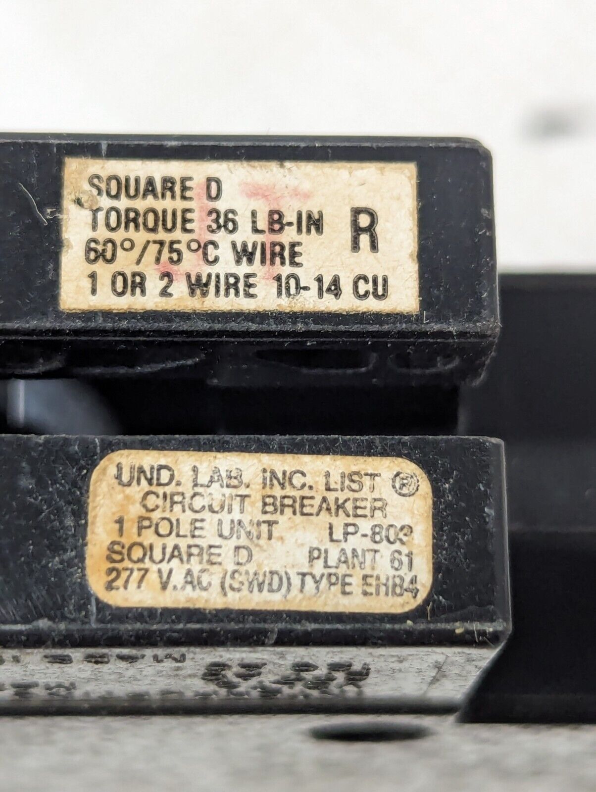 Square D EHB4 Circuit Breaker, 20A, 277 VAC, 1-Pole