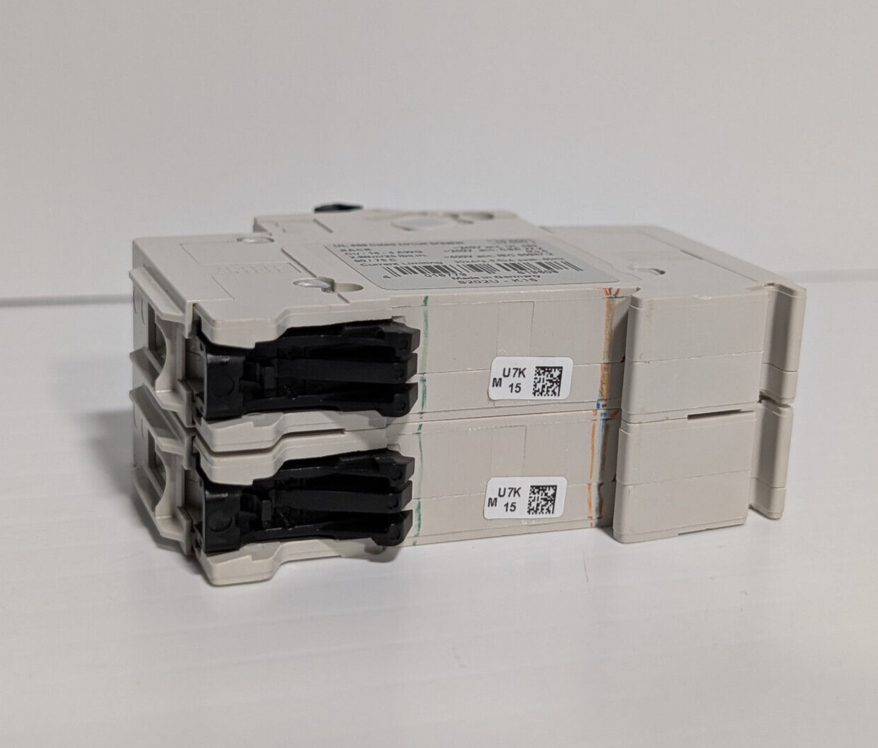 ABB S202U-K15 Circuit Breaker, 2-Pole, 240 VAC, 15 A, E212323, 50/60 Hz