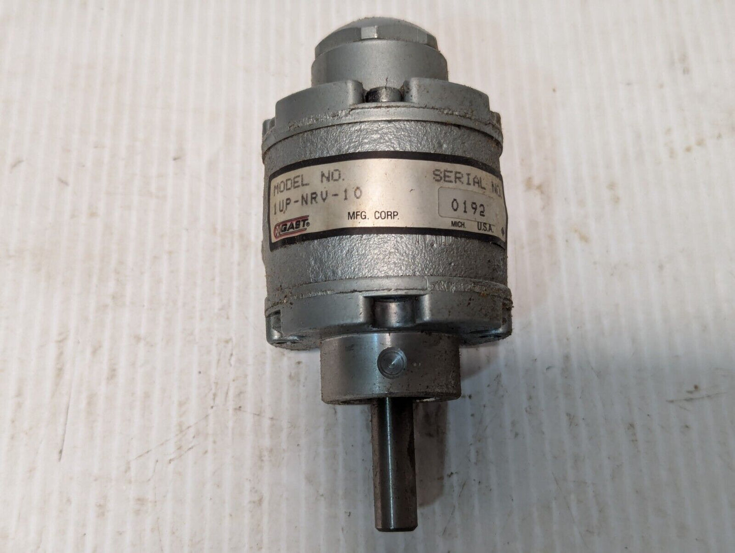 Gast 1UP-NRV-10 Air Motor, 0.45HP, Max Torque 4.9 in-lb, 17cfm Max Flow Rate