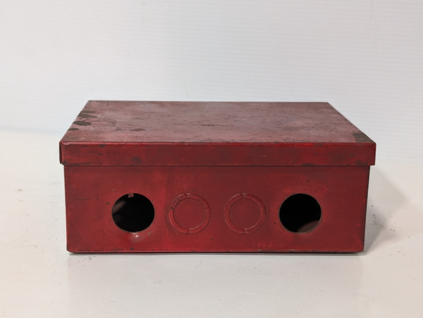 Unbranded Junction Box Enclosure 8" x 6" x 3.25", Punch Outs, Hinged Lid, Red