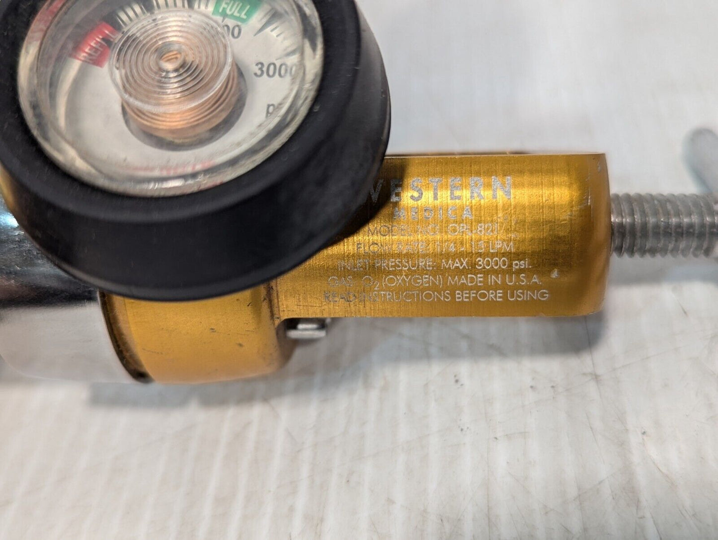 Western Medica OPL-821 Oxygen Regulator 1/4 to 15 LPM, 3000 PSI Max - Free Ship