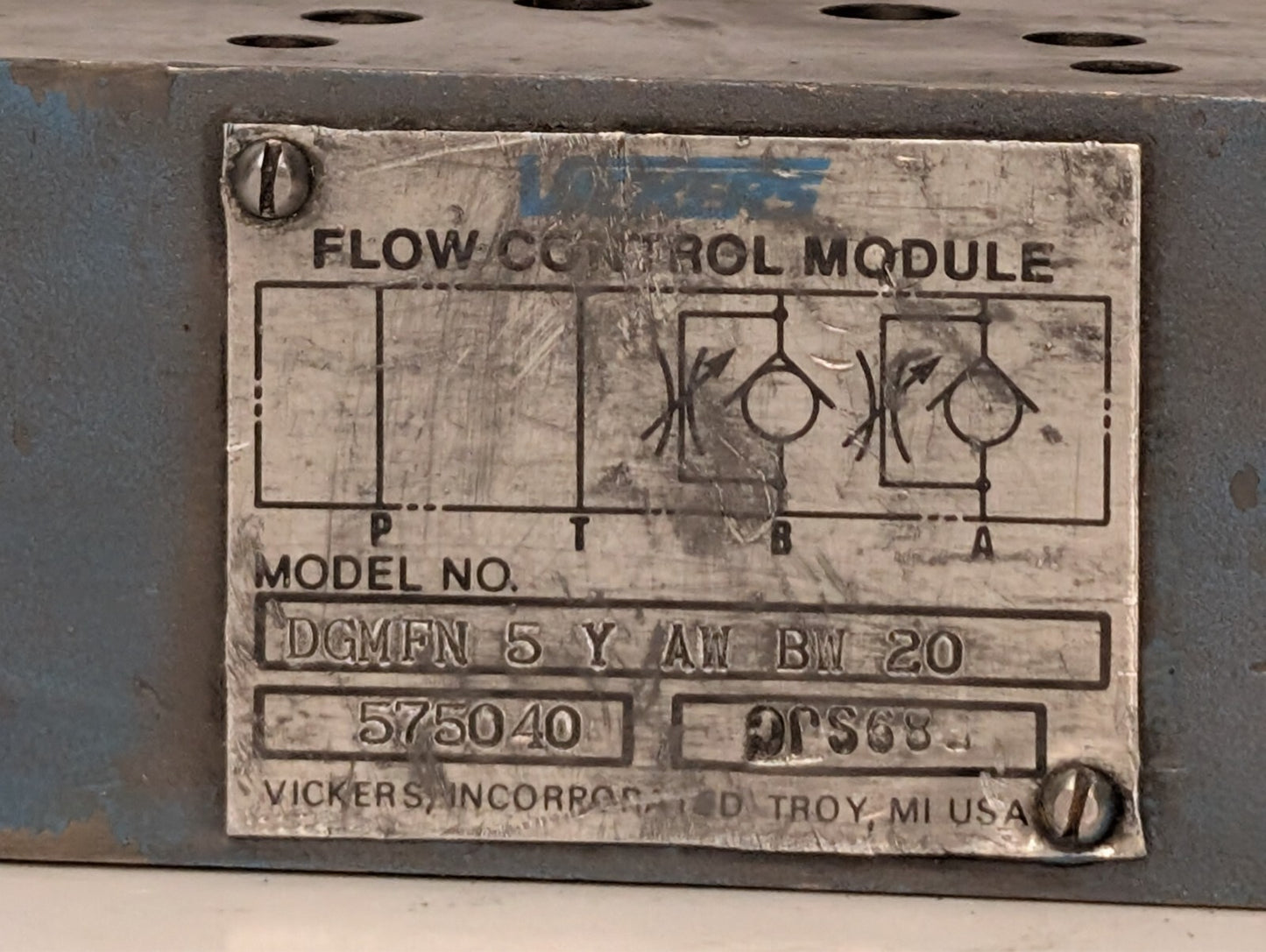 Vickers DGMFN 5 Y AW BW 20 Flow Control Valve