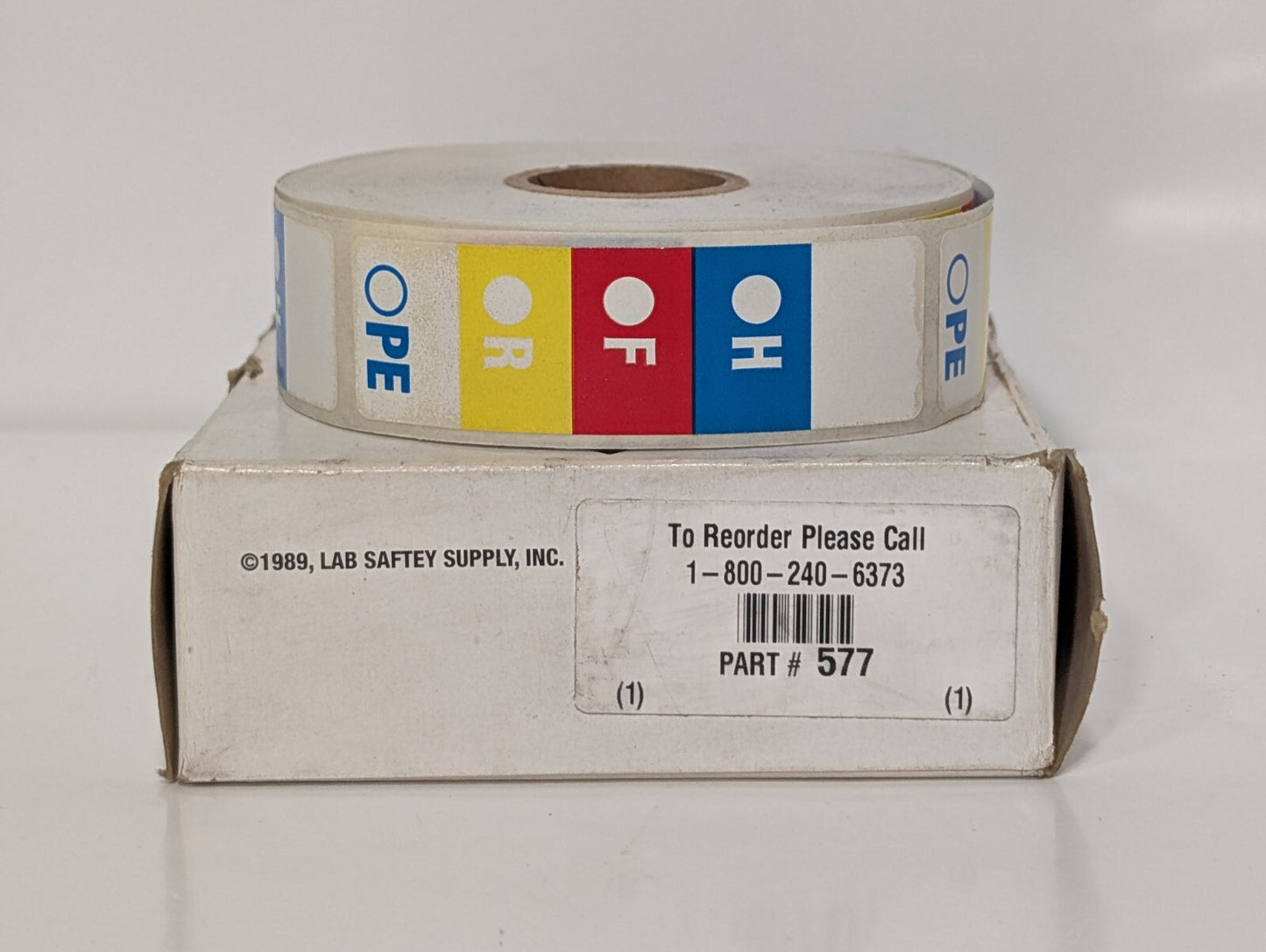 2 ROLLS -Brady 577LS Square Hmig Reactivity Labels 2.875"H x 0.875"W, Multicolor