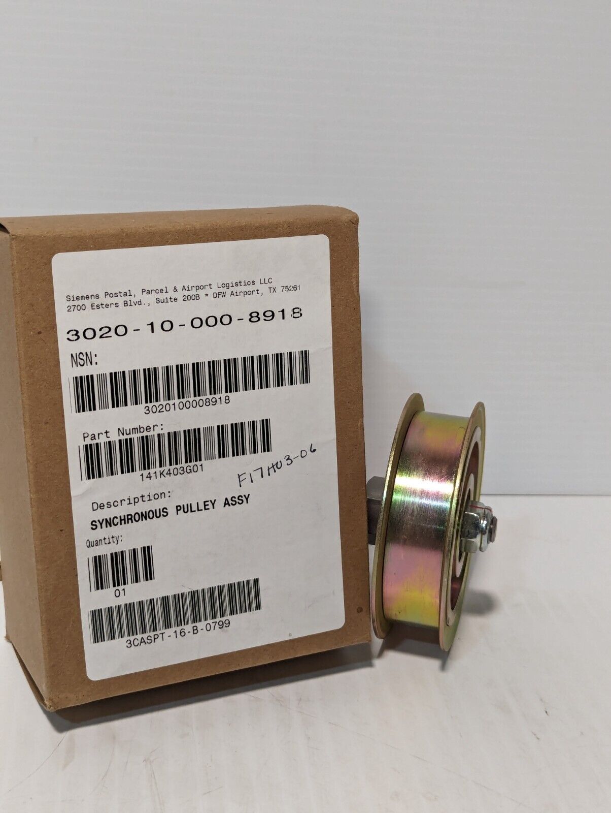 Siemens 141K403G01 Synchronous Pulley Assembly, 3020-10-000-8918 - Free Shipping