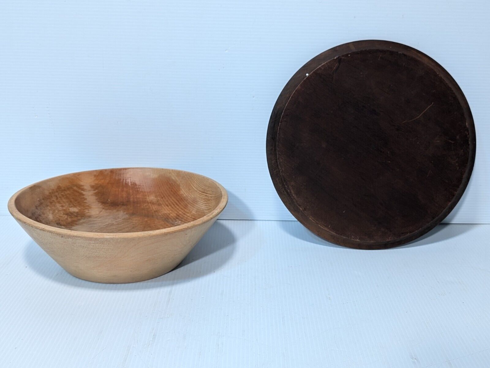 Traditional Wooden Plate and Bowl as pictured, not as shiny - Free Shipping