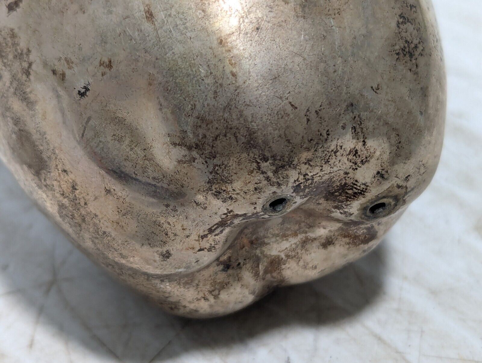 Stunning Hammered Silver Apple, Purple Ribbon, Home Decor - Free Shipping