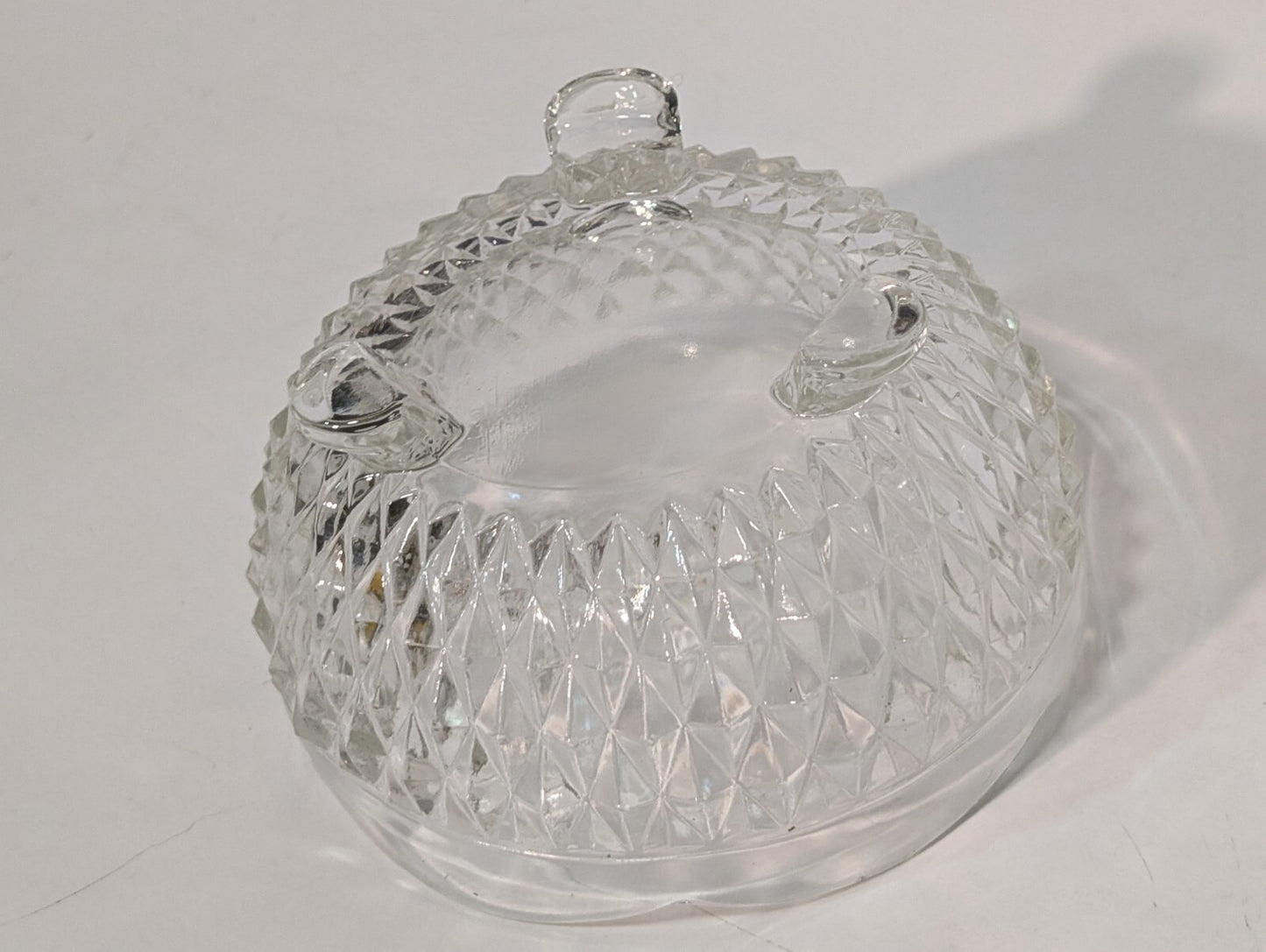 Vintage Indiana Glass Clear Diamond Point 3 Toed Candy Dish 5” x 3”
