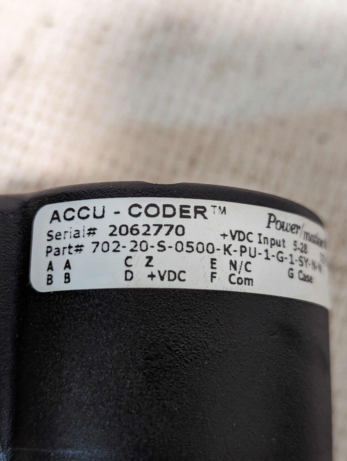 Accu-Coder 702-20-S-0500-K-PU-1-G-1-SY-N-N Incremental Shaft Encoder, Size 20